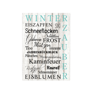 WANDTAFEL Holzschild WINTERZAUBER EISZAPFEN Winter...