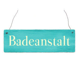 INTERLUXE Holzschild BADEANSTALT Badezimmer WC Baden...