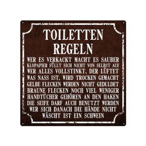 20x20cm Blechschild TOILETTEN REGELN Dekoschild Bad WC...