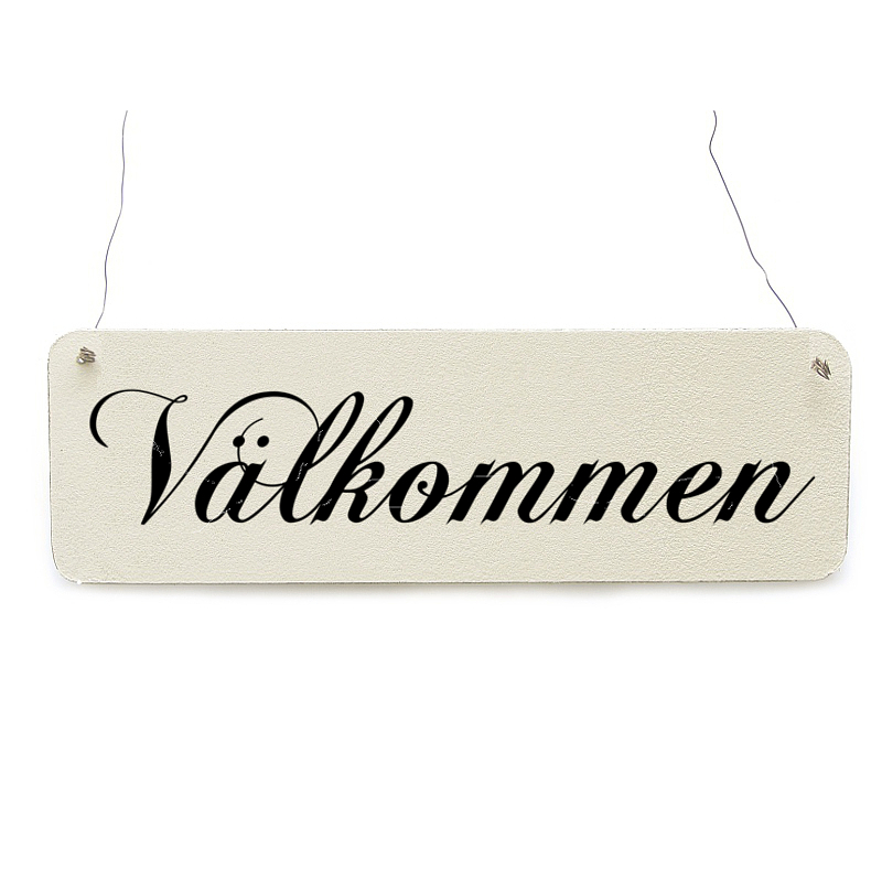 Shabby Vintage Schild Dekoschild T&uuml;rschild V&Auml;LKOMMEN wooden sign plaque welcome