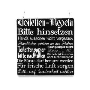 XL Shabby Vintage Schild Türschild TOILETTEN REGELN Bad WC Dekoration Holzschild