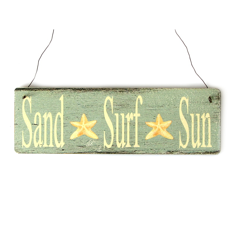 Shabby Vintage Schild T&uuml;rschild SAND SURF SUN Strand Sommer Holzschild Dekoration