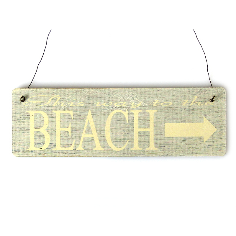 Shabby Vintage Schild T&uuml;rschild THIS WAY TO THE BEACH Strand Sommer Holzschild Dekoschild