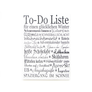 WANDTAFEL Schild Vintage white Shabby Dekoschild Holzschild TO DO LISTE WINTER