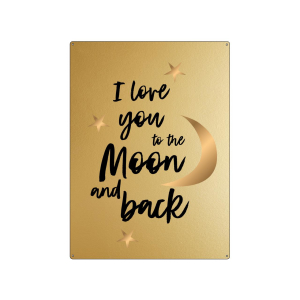 30x22cm GOLD Wandschild I LOVE YOU TO THE MOON AND BACK...