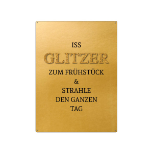 30x22cm GOLD Wandschild ISS GLITZER ZUM...
