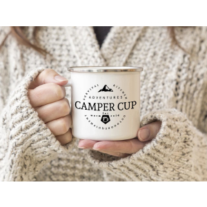 EMAILLE BECHER Retro Tasse CAMPER CUP Geschenk Camping...