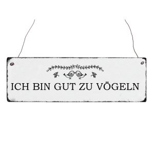 Holzschild mit Spruch ICH BIN GUT ZU VÖGELN Garten...