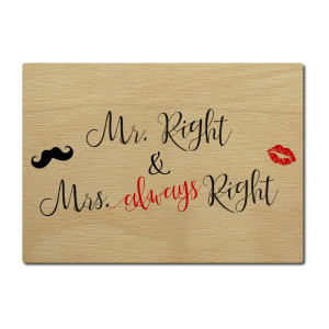 LUXECARDS POSTKARTE aus Holz MR. RIGHT &amp; MRS. ALWAYS...