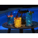 INTERLUXE leuchtender LED Untersetzer Der Kl&uuml;gere kippt nach (weiss) Partydeko Glasuntersetzer Bardeko