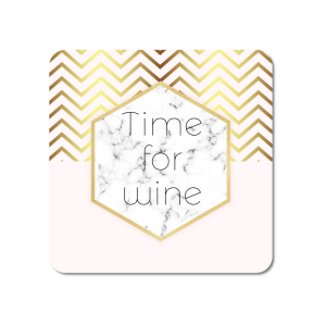 Interluxe LED Untersetzer - Time for wine in Marmor & Gold-Optik - leuchtender Getränkeuntersetzer als Tischdeko für Hochzeit, Geburtstag, Mädelsabend