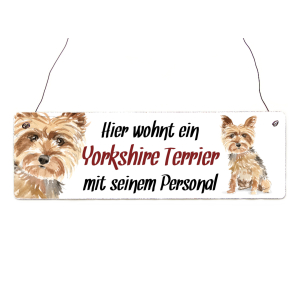 Interluxe Holzschild - Hier wohnt ein Yorkshire Terrier -...