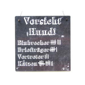 XL Shabby Vintage Schild T&uuml;rschild VORSICHT HUND Warnschild Holzschild