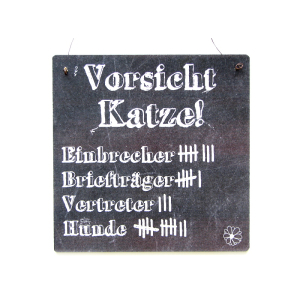 XL Shabby Vintage Schild Türschild VORSICHT KATZE Warnschild Holzschild Kater