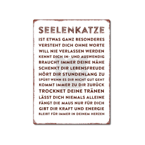 Interluxe Wandschild Metallschild - Seelenkatze -...