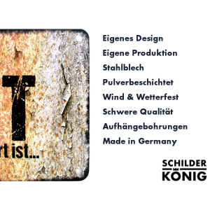 Schilderk&ouml;nig Metallschild 28x20cm -Rente Arbeit -...