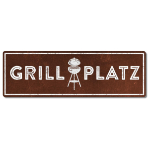 Interluxe Metallschild - Grillplatz BBQ - wetterfestes...