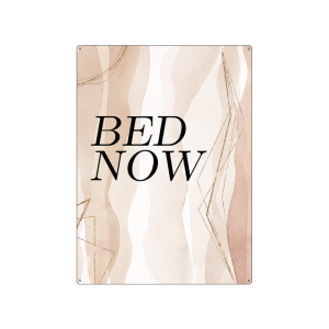 Interluxe Metallschild 300x220mm Wandschild - Bed Now farbig - Schlafzimmer, Bedtime, Müde