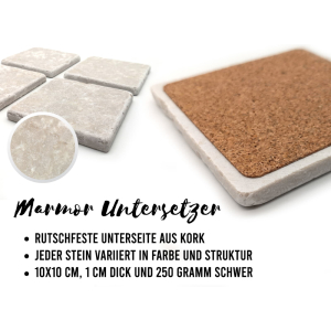 INTERLUXE 4 Stück Marmor-Untersetzer - BIER SET 1 -...