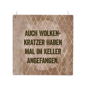 Interluxe Holzschild XL - Auch Wolkenkratzer - Gold...