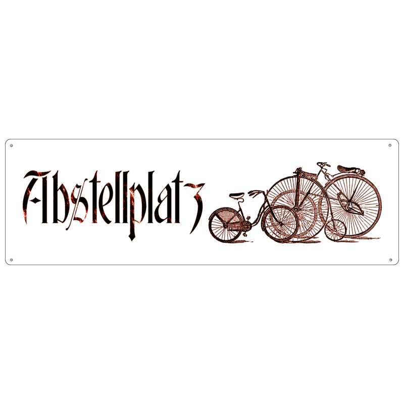 METALLSCHILD Blechschild Shabby Vintage Schild ABSTELLPLATZ FAHRRAD Hinweisschild Fahrräder