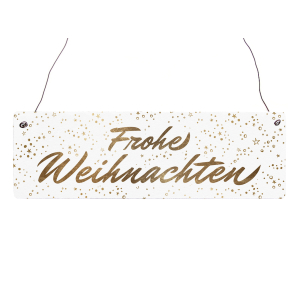 Interluxe Holzschild - Frohe Weihnachten Gold -...