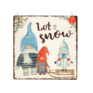 Interluxe Holzschild XL - Gnome Let it snow - Geschenk...