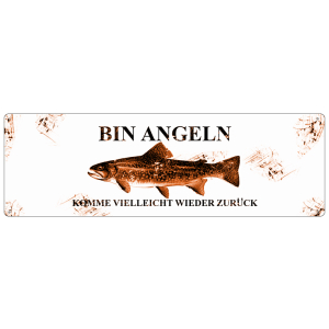 METALLSCHILD Blechschild T&uuml;rschild BIN ANGELN Retro Dekoschild Geschenk Angler