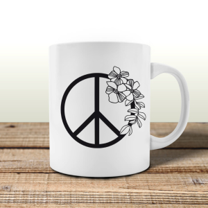 Tasse Kaffeebecher - Peace Lineart A - Frieden Blume...