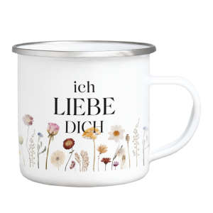EMAILLE BECHER - Ich liebe Dich - Serie Wildflora - Tasse...