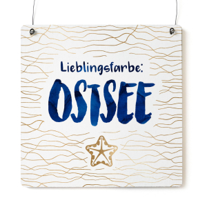 Interluxe Holzschild  XL - Lieblingsfarbe Ostsee -...