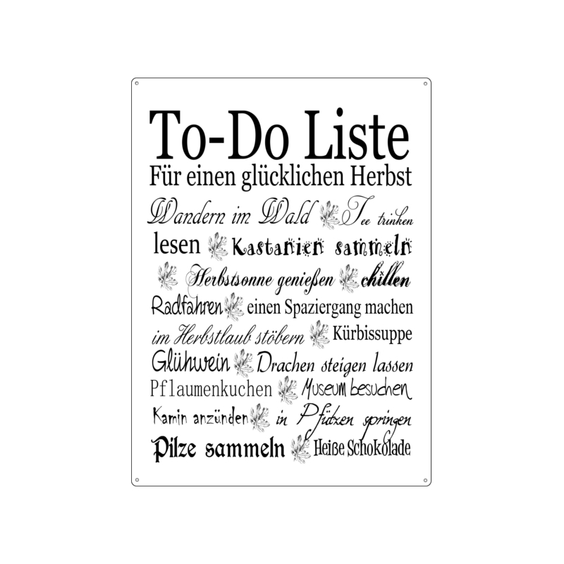 BLECHSCHILD Shabby Vintage WANDSCHILD TO DO LISTE HERBST Wandschild Dekoschild Motivation Geschenk
