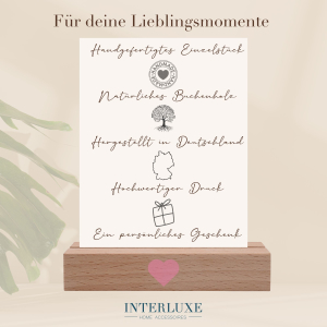 Interluxe Kartenhalter - Erinnerungen - Grußkartenhalter mit Spruch Fotohalter Kartenständer Tischkartenhalter aus Holz