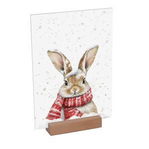 Interluxe Schild mit Aufsteller - Winter Hase