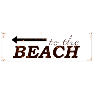 METALLSCHILD Shabby Blechschild TO THE BEACH [PFEIL...