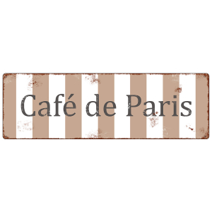 Retro METALLSCHILD Shabby Blechschild CAFE DE PARIS Dekoschild K&uuml;che Frankreich