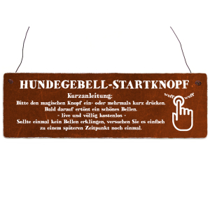 HOLZSCHILD T&uuml;rschild HUNDEGEBELL-STARTKNOPF *ROST* Klingelschild Hund Warnschild