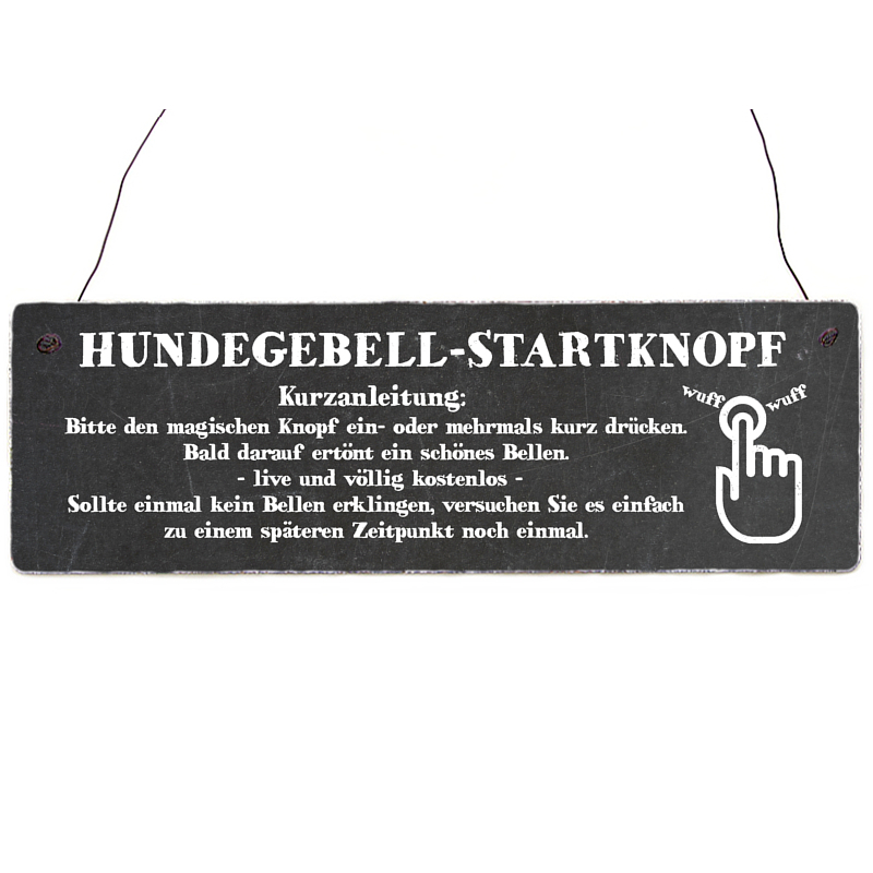 HOLZSCHILD T&uuml;rschild HUNDEGEBELL-STARTKNOPF *SCHWARZ* Klingelschild Hund Geschenk