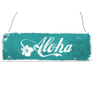 Shabby Vintage Holzschild ALOHA Willkommensschild Eingang T&uuml;r Sommer Urlaub Meer