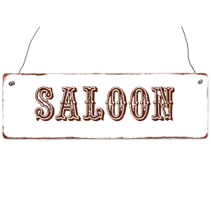 Shabby Vintage Holzschild SALOON Willkommensschild Eingang T&uuml;rschild Haus Laube