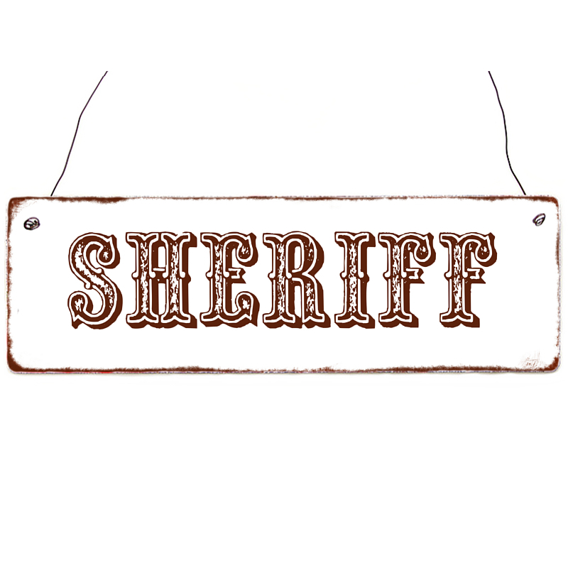 Shabby Vintage Holzschild SHERIFF T&uuml;r Eingang Western Style Cowboy Gesetzesh&uuml;ter