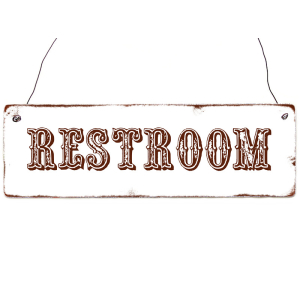 Shabby Vintage Holzschild RESTROOM WESTERN Schild WC Toilette Western Style