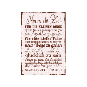 42x30cm Shabby Schild Holzschild NIMM DIR ZEIT [ROSA] Deko Lebensweisheiten