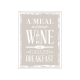 WANDSCHILD METALLSCHILD Blechschild A MEAL WITHOUT WINE Vinothek Wein Restaurant