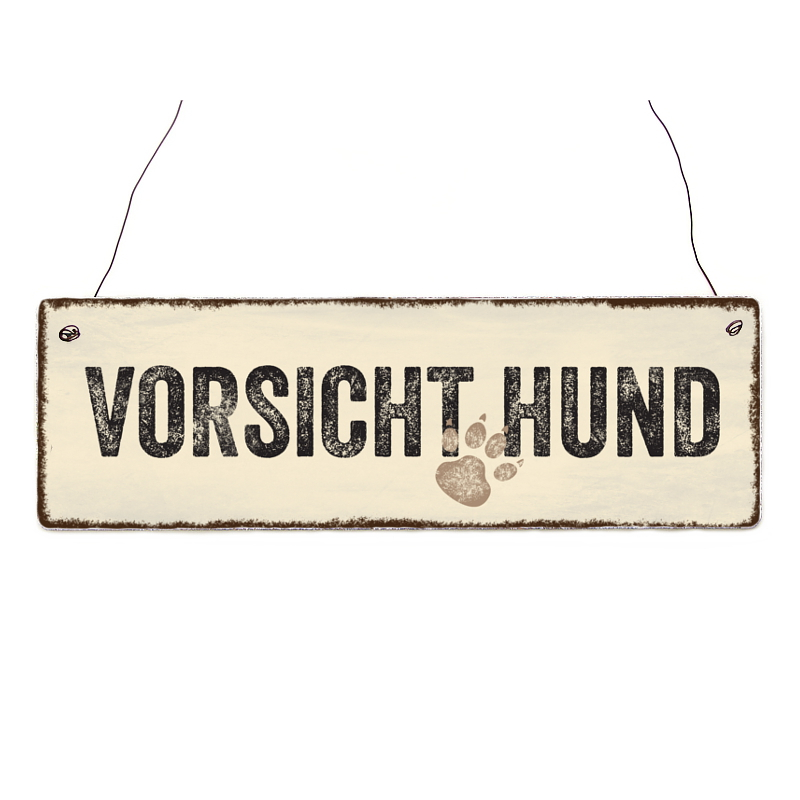 INTERLUXE Holzschild VORSICHT HUND  Hunde Tierisch Geschenk Dekoration