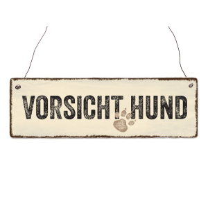 INTERLUXE Holzschild VORSICHT HUND  Hunde Tierisch...