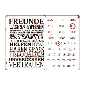 INTERLUXE KALENDER Metall Wandkalender FREUNDE Geschenk...