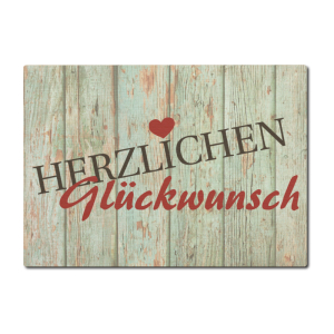 LUXECARDS POSTKARTE Echtholz HERZLICHEN GL&Uuml;CKWUNSCH...