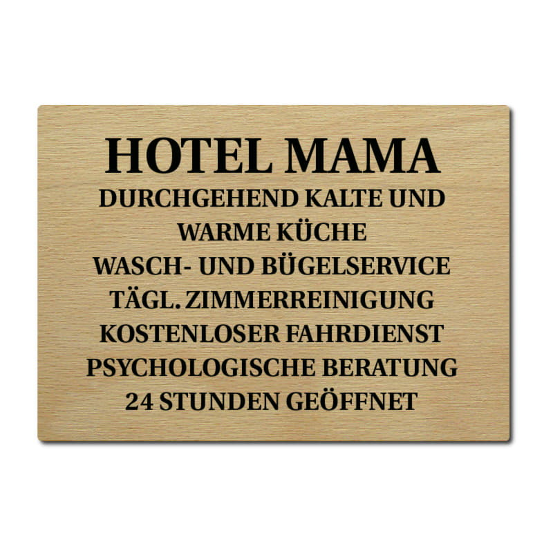 LUXECARDS POSTKARTE Holzpostkarte HOTEL MAMA Geschenk Mutter Muttertag Karte
