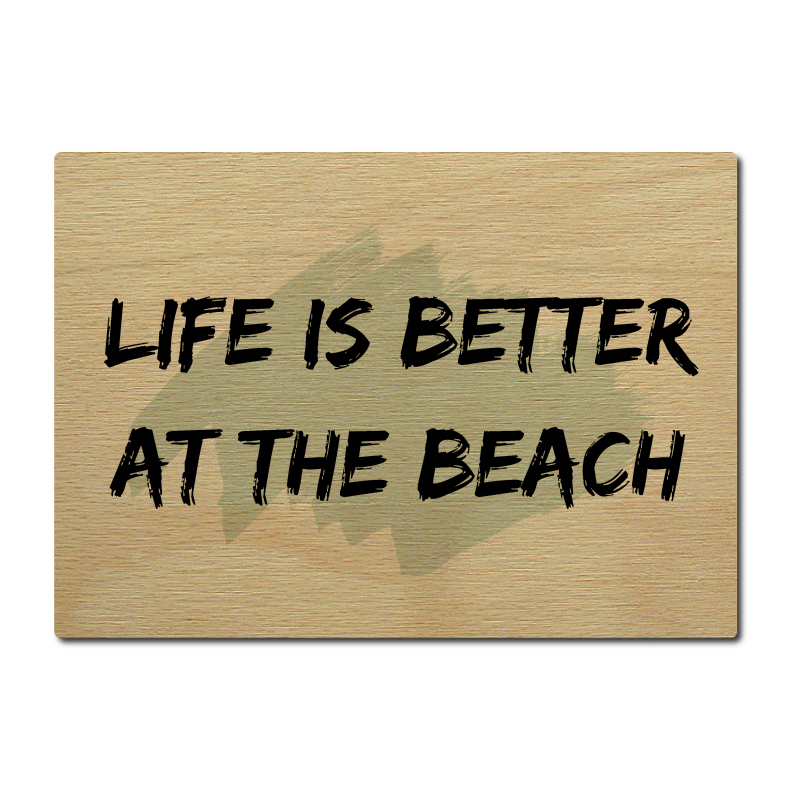 LUXECARDS POSTKARTE Holzpostkarte Gru&szlig;karte LIFE IS BETTER AT THE BEACH Urlaub Strand